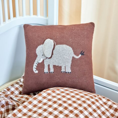 Rice Kissen Elephant mit 3D Details Chocolate Brown 30x30 