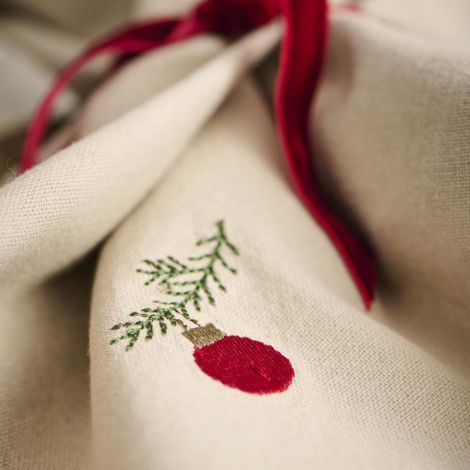 IB LAURSEN Stoffserviette Tradition mit Weihnachtskugel 2er-Set 