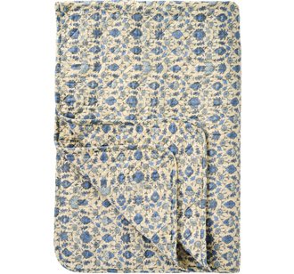 IB LAURSEN Tagesdecke Quilt naturfarben mit blauem Muster