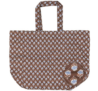 IB LAURSEN Tasche wattiert dunkelbraun/blau mit Blumenmuster