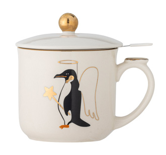 Bloomingville Tasse mit Deckel und Teesieb Valentin Gold