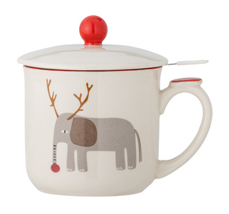 Bloomingville Tasse mit Deckel und Teesieb Valentin Rot