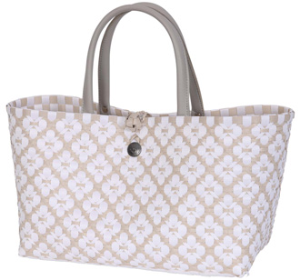 Handed By Handtasche Mini Motif Pale Grey/White S