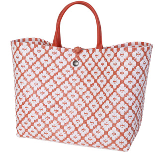 Handed By Tasche Shopper Motif Rust mit weißem Muster