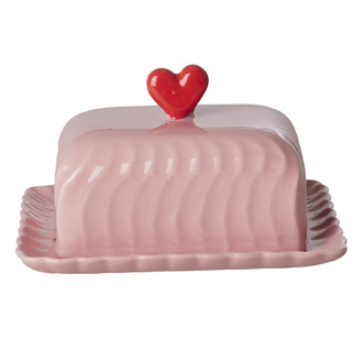 Rice Butterdose Keramik Red Heart Pink