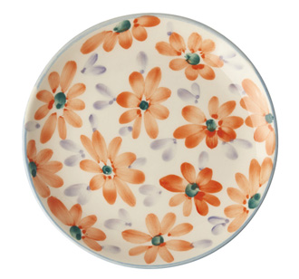 Rice Teller Keramik handbemalt Flowers Orange 15 cm