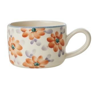 Rice Cappuccino-Tasse Keramik handbemalt Flowers Orange 200 ml