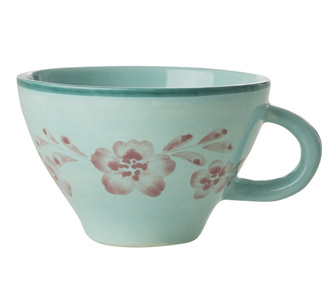 Rice Teetasse Keramik handbemalt Soft Pink Flower Vine 150 ml