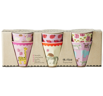 Rice Kleine Melamin Becher Wildlife Pink 160 ml 6er-Set